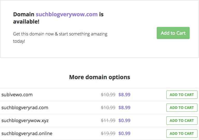 Domain Name Registration Comparison Chart