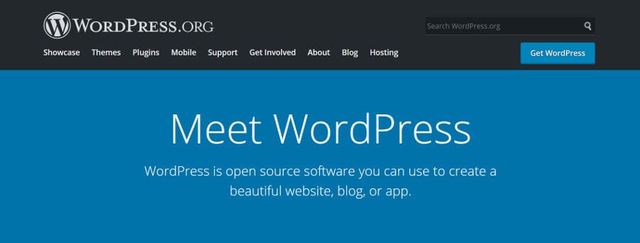 The WordPress home page.