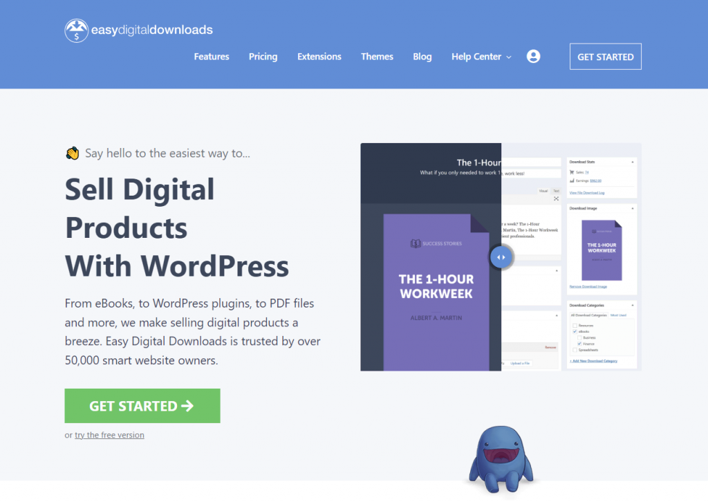 Easy Digital Downloads is one of the top eCommerce plugins for selling digital products.
