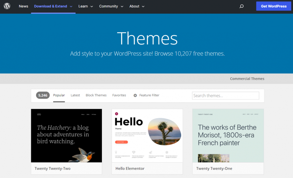 WordPress.org theme directory
