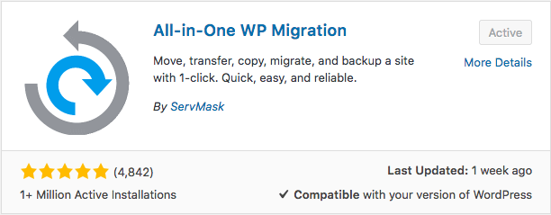 Plug-in de migração WP all-in-one