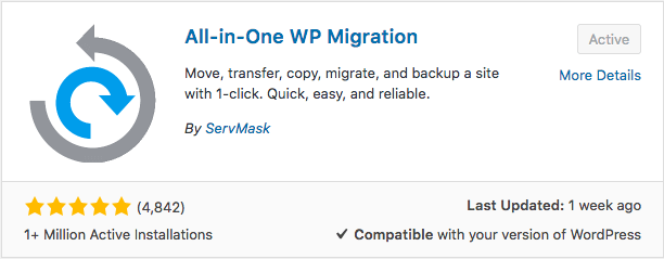 All-in-One WP Migration plugin