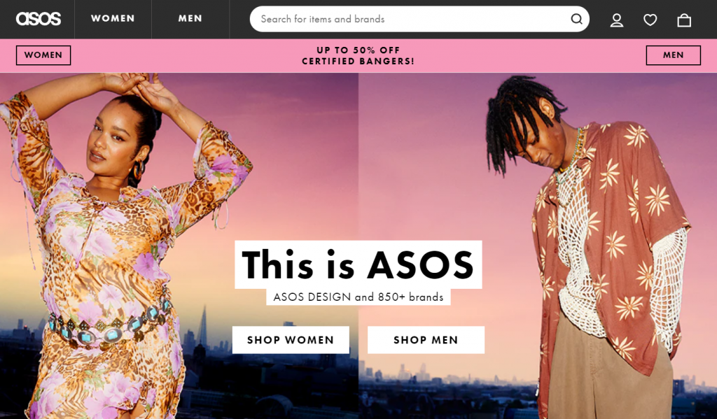 ASOS' homepage