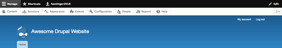 The main view of Drupal dashboard