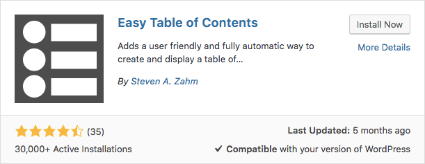 Simple table de contenu plug-in
