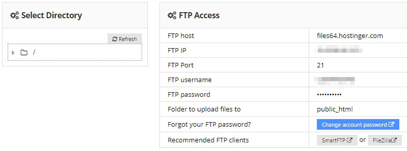 Checking out your FTP account credentials.