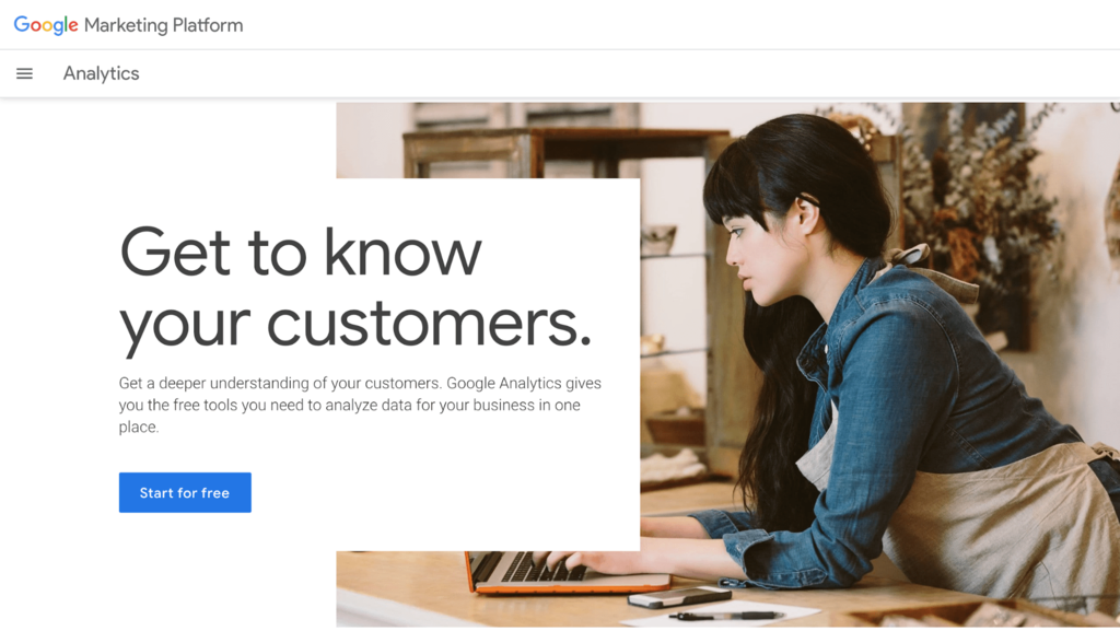 Google Analytics homepage