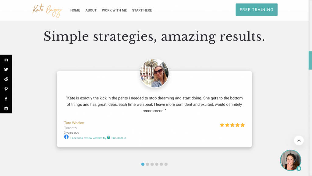 Screenshot showing social proof examples on about page