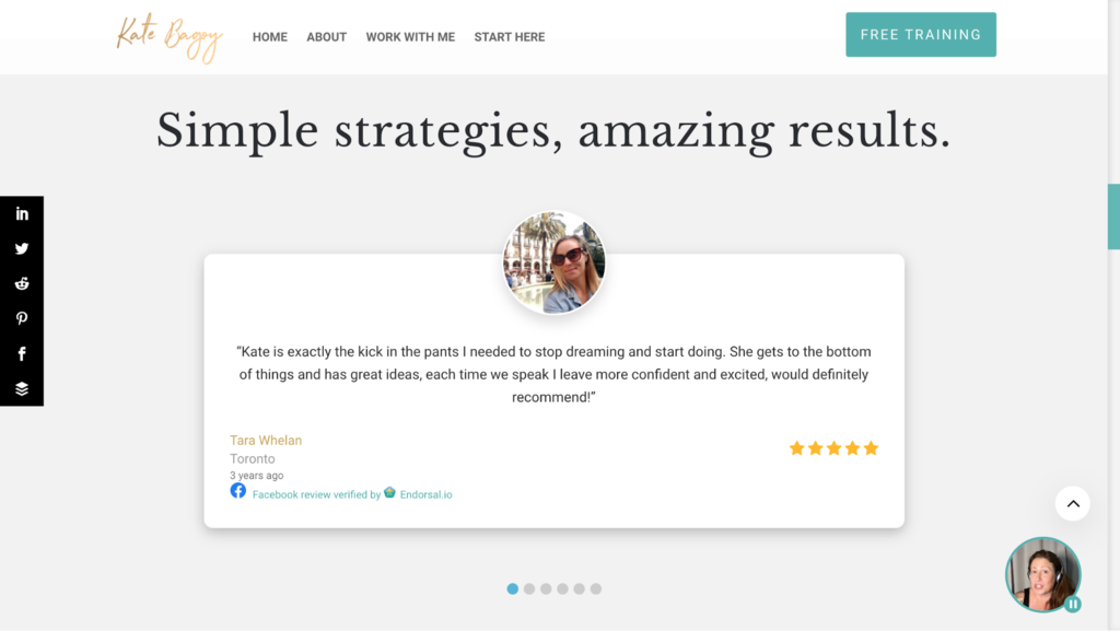 Example of social proof on an about page