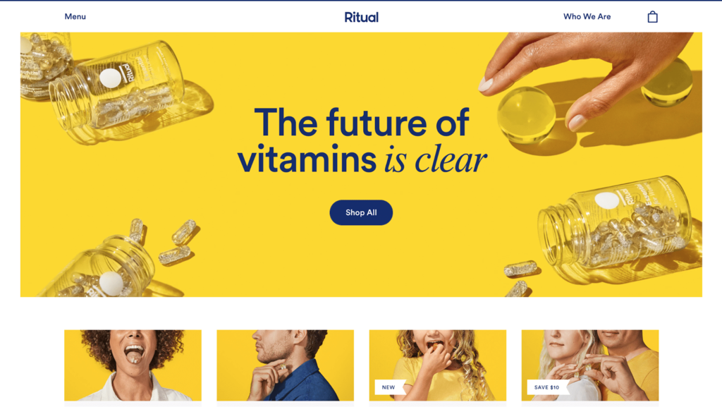 Ritual's website as an example of an effectively used color scheme