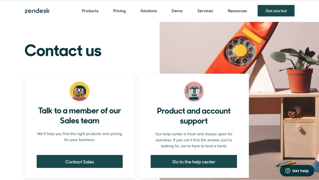 Zendesk contact page