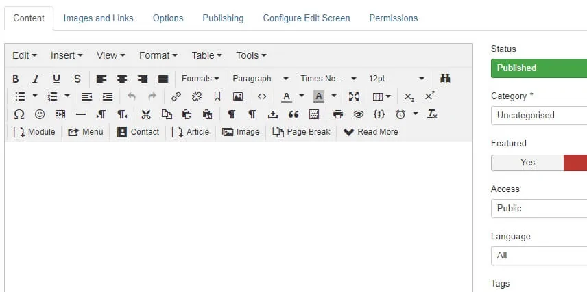 Joomla's editor