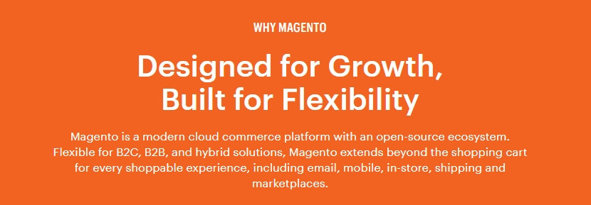The Magento homepage.