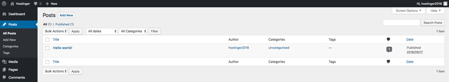 Creating and editing posts in WordPress dashboard