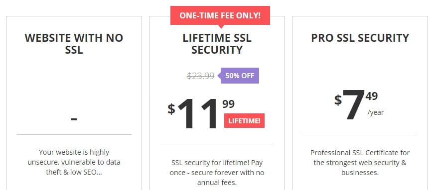 Nos prix de certificat SSL Hostinger.
