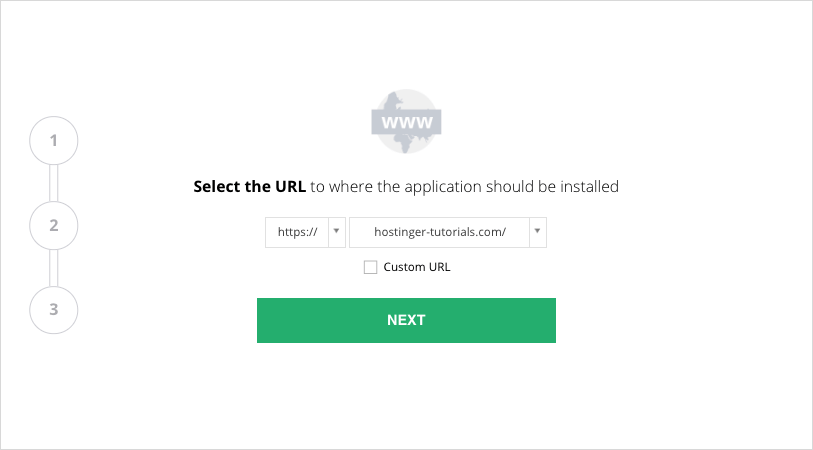 WordPress setup wizard on Hostinger
