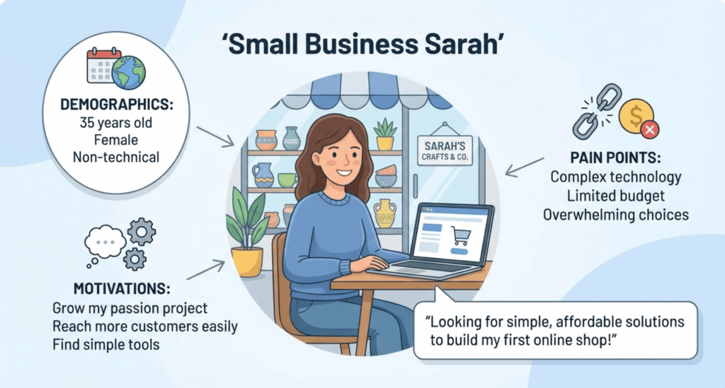 Example user persona of "Small Business Sarah"