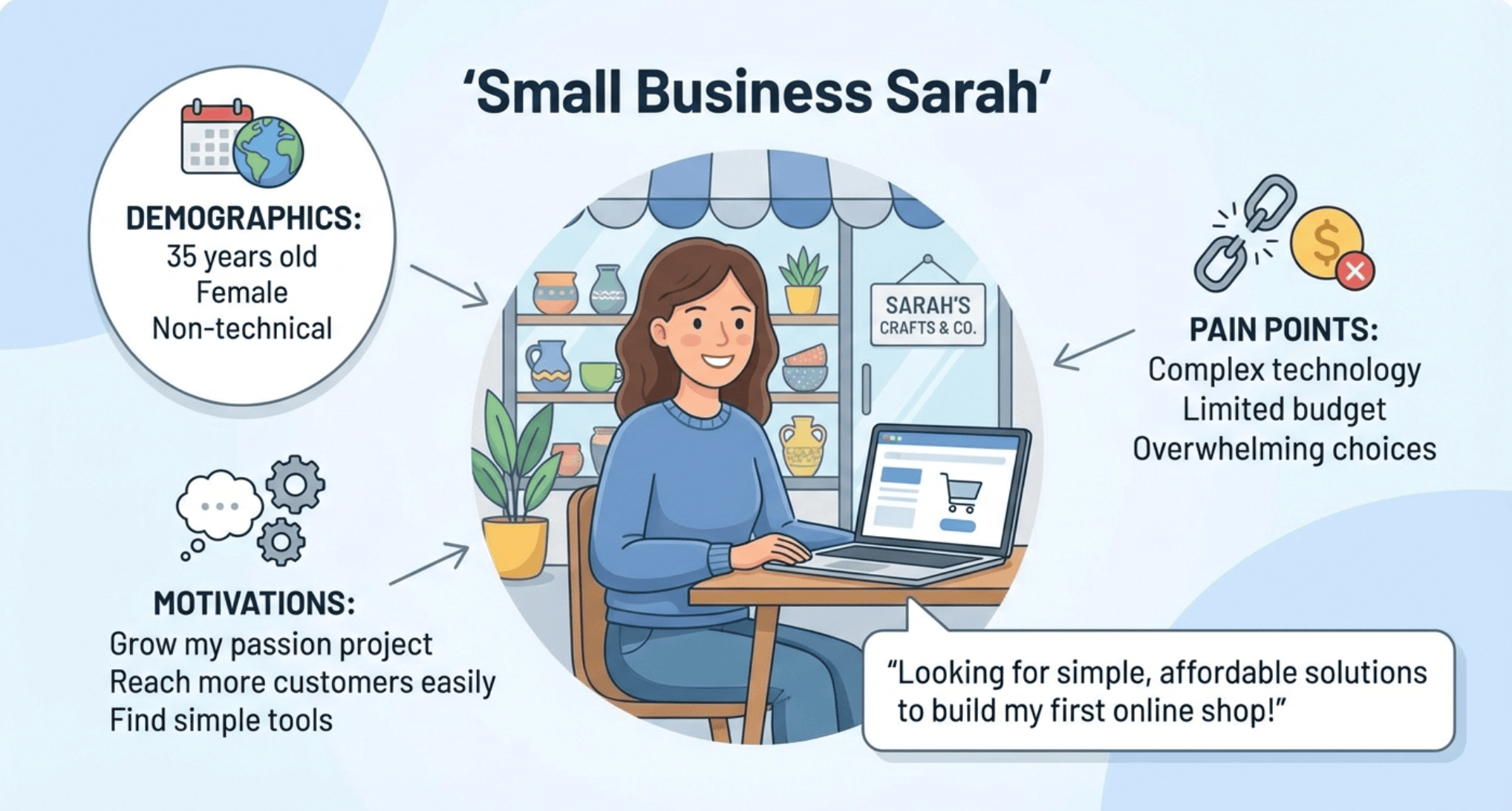 Example user persona of "Small Business Sarah"
