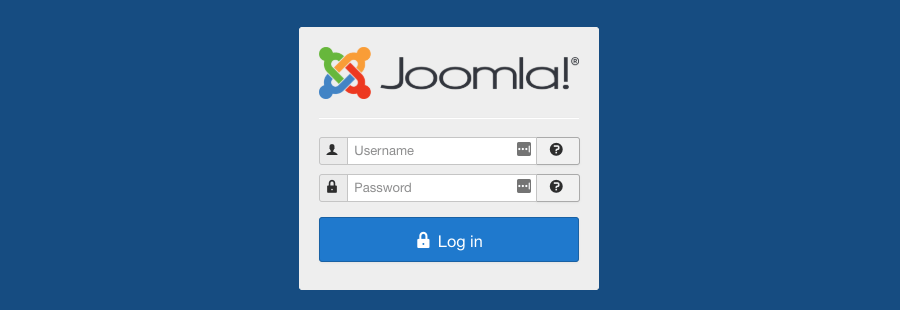 The login screen of Joomla CMS dashboard