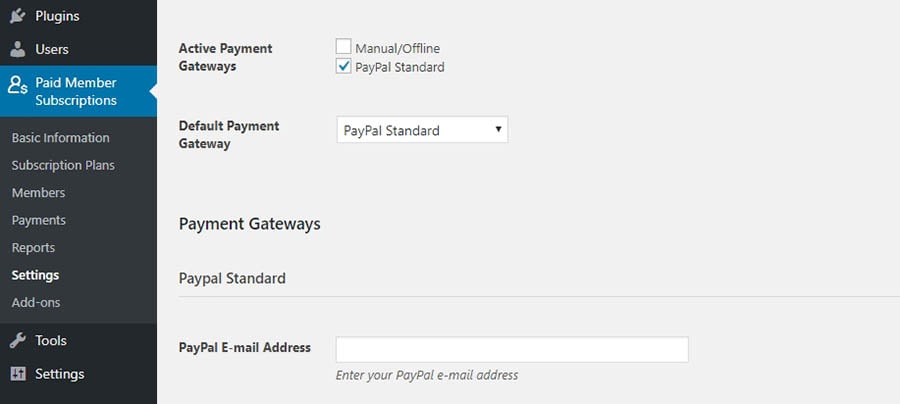 Configuring your PayPal payment settings.