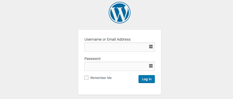 The login screen of WordPress dashboard