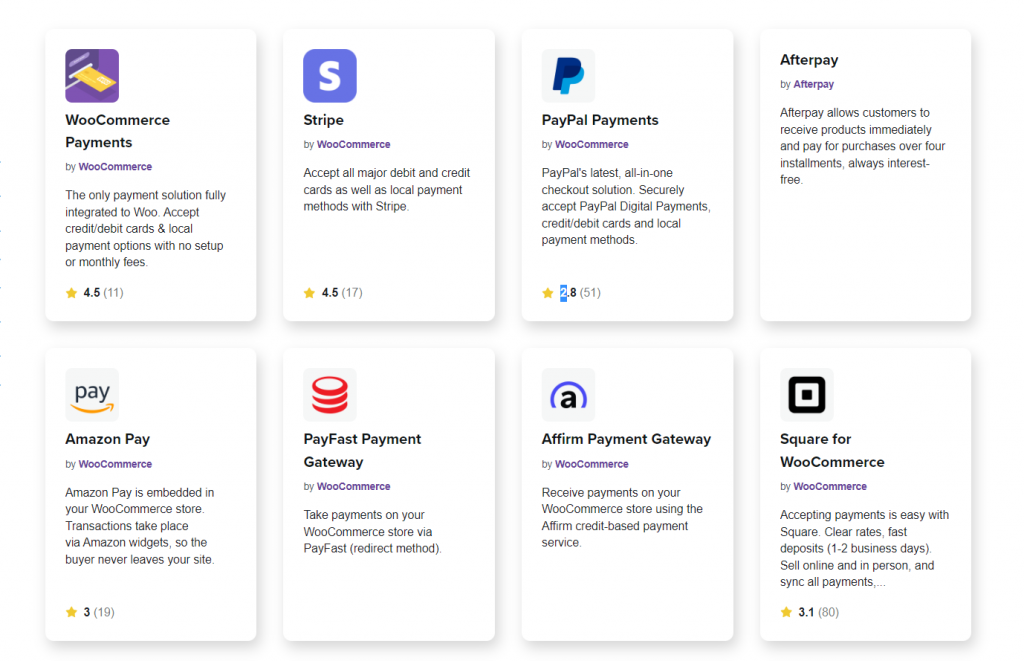A list of payment gateway plugins compatible with WooCommerce
