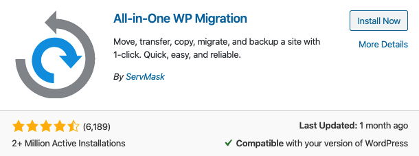 All-in-One WP Migration plugin