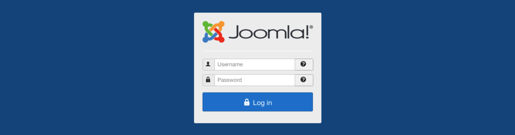 The login screen of Joomla CMS dashboard