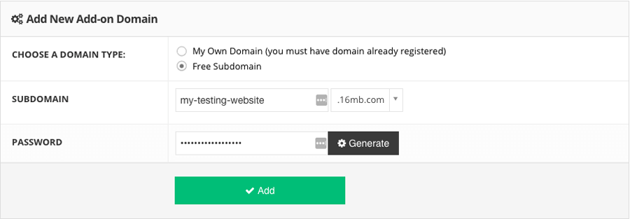 Making a staging website using a free subdomain provided by Hostinger