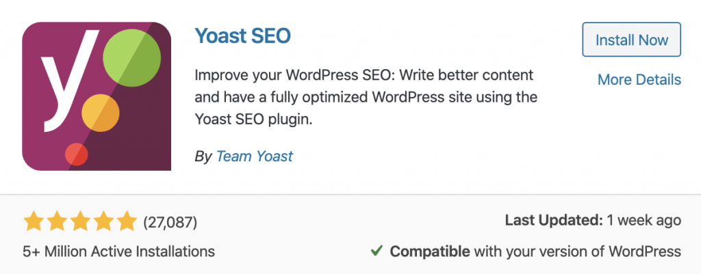 SEO yoast plugin to help create a website