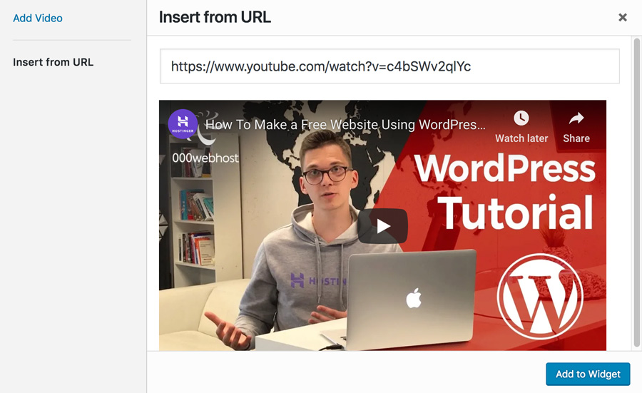 Embed Youtube Video in WordPress Widget  How to embed Video in WordPress (with example embed YouTube video) add video from url wordpress