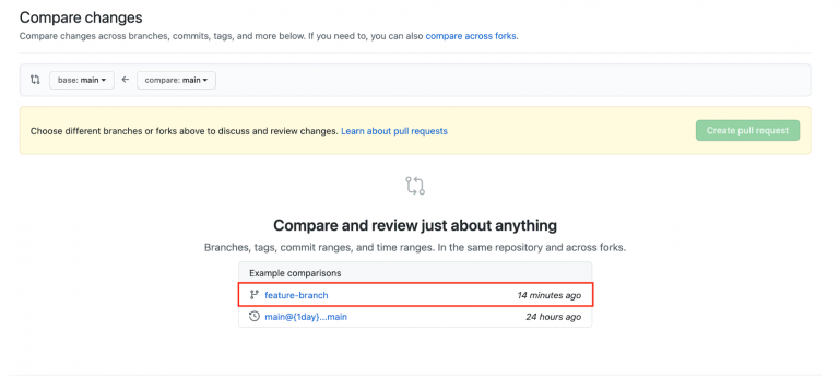 compare changes github
