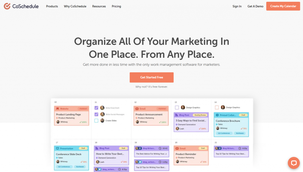 The homepage of the CoSchedule plugin