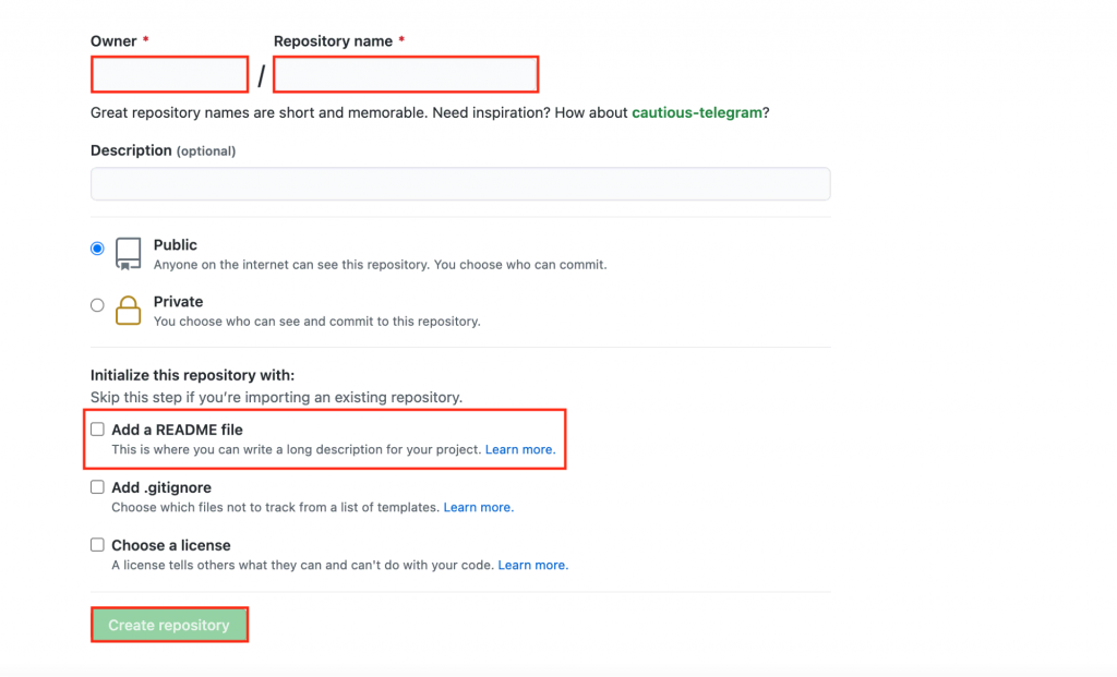Create Repository in GitHub