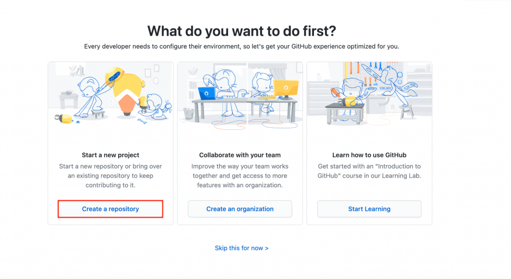 Create repository in GitHub