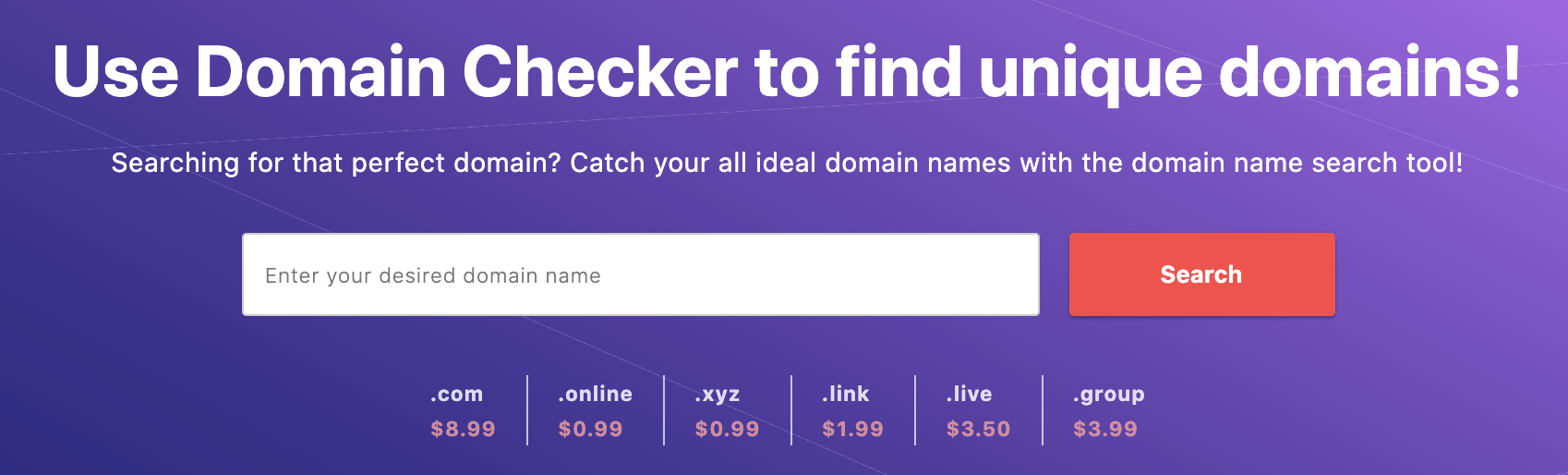 Domain checker tool on Hostinger