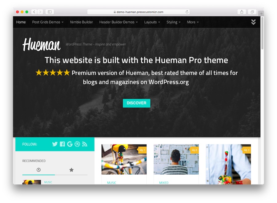 theme blog WordPress Hueman