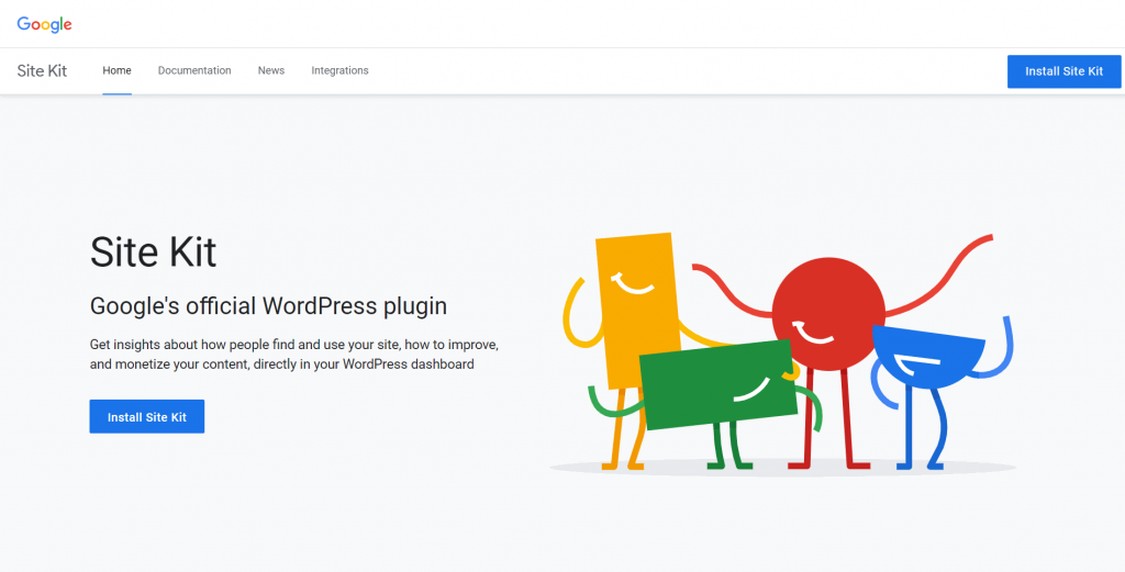 The homepage of Google Site Kit