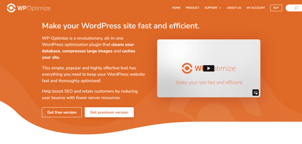 The WP-Optimize plugin homepage