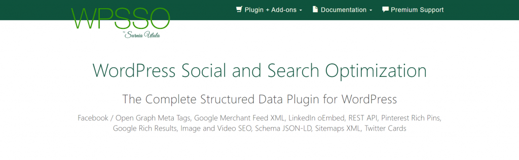 The homepage of WPSSO Core