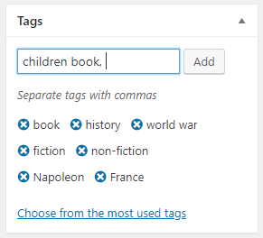 Add WordPress Tags for new post