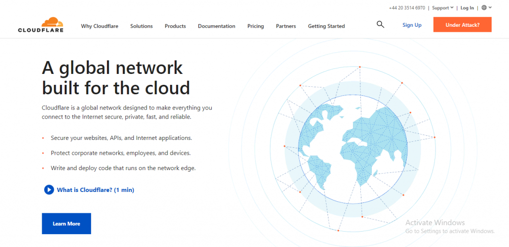 Cloudflare website homepage