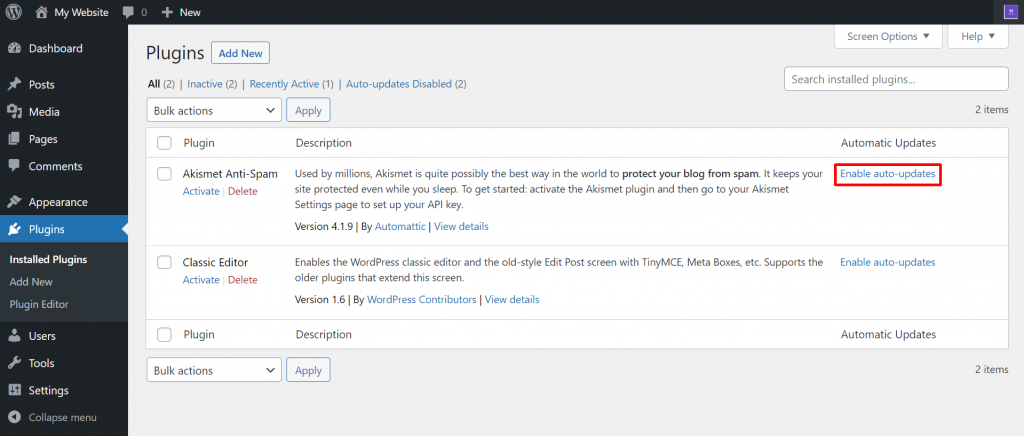 Enabling auto-updates for plugins