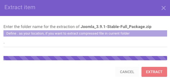 Extracting Joomla files to public_html