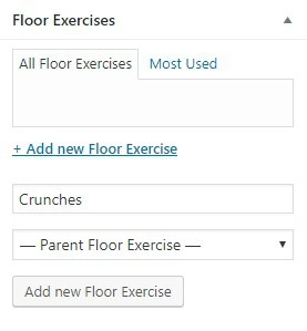 floor exercise custom categories