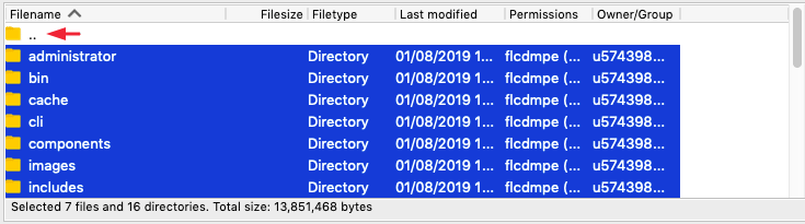 Moving files using a FileZilla FTP client