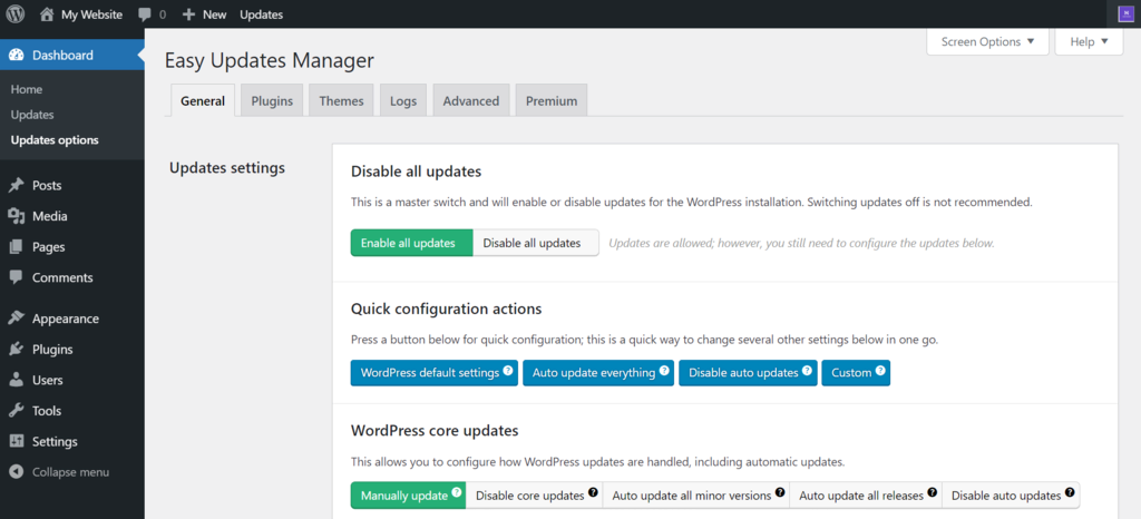 WordPress plugin settings