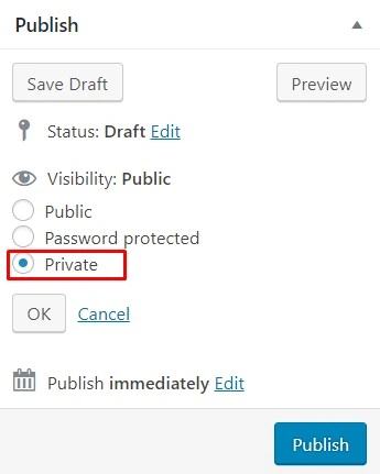 private button on publish module