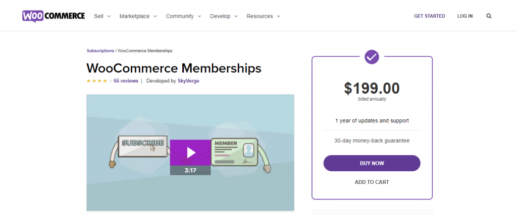 WooCommerce Memberships homepage