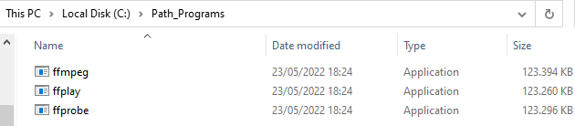 A separate folder for FFmpeg .exe files
